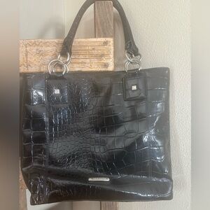Liz Claiborne Black Croc Embossed Tote shoulder bag